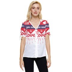 All You Need Is Love Bow Sleeve Button Up Top by DinzDas
