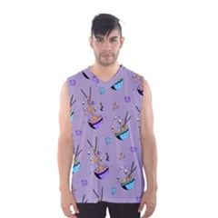 Japanese Ramen Sushi Noodles Rice Bowl Food Pattern Men s Basketball Tank Top by DinzDas