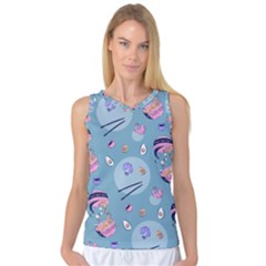 Japanese Ramen Sushi Noodles Rice Bowl Food Pattern 2 Women s Basketball Tank Top by DinzDas