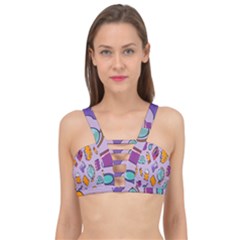 Back To School And Schools Out Kids Pattern Cage Up Bikini Top by DinzDas