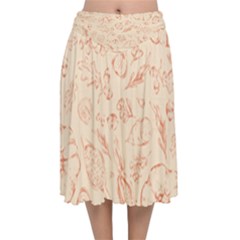 Thanksgiving Flowers And Gifts Pattern Velvet Flared Midi Skirt by DinzDas