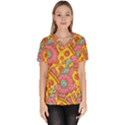Fast Food Pizza And Donut Pattern Women s V-Neck Scrub Top View1
