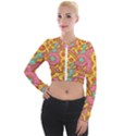 Fast Food Pizza And Donut Pattern Long Sleeve Cropped Velvet Jacket View1