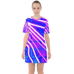 Pop Art Neon Wall Sixties Short Sleeve Mini Dress by essentialimage365