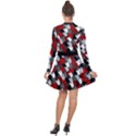 Abstract paint splashes, mixed colors, black, red, white Long Sleeve Panel Dress View2