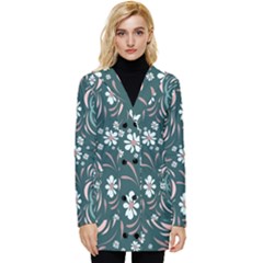 Folk Flowers Art Pattern Floral Abstract Surface Design  Seamless Pattern Button Up Hooded Coat  by Eskimos