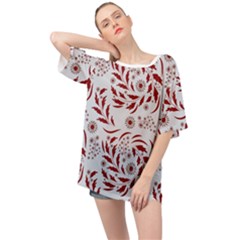 Folk Flowers Art Pattern Floral Abstract Surface Design  Seamless Pattern Oversized Chiffon Top by Eskimos