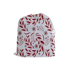 Folk Flowers Art Pattern Floral Abstract Surface Design  Seamless Pattern Drawstring Pouch (large) by Eskimos