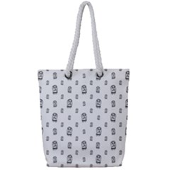 Sketchy Monster Pencil Drawing Motif Pattern Full Print Rope Handle Tote (small) by dflcprintsclothing