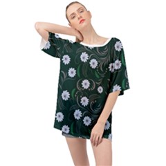 Folk Flowers Art Pattern Floral  Surface Design  Seamless Pattern Oversized Chiffon Top by Eskimos