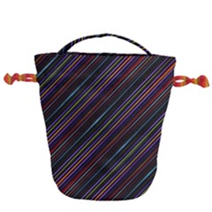 Dark Multicolored Striped Print Design Dark Multicolored Striped Print Design Drawstring Bucket Bag by dflcprintsclothing