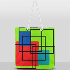 Colorful Rectangle Boxes Full Print Rope Handle Tote (large) by Magicworlddreamarts1
