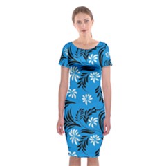 Folk Flowers Art Pattern Floral  Surface Design  Seamless Pattern Classic Short Sleeve Midi Dress by Eskimos