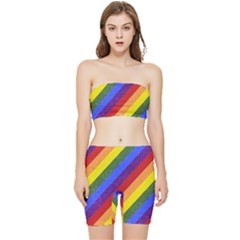 Lgbt Pride Motif Flag Pattern 1 Stretch Shorts And Tube Top Set by dflcprintsclothing