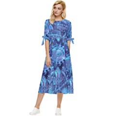 Fuzzball Mandala Bow Sleeve Chiffon Midi Dress by MRNStudios