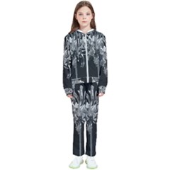 Black And White Lilies Botany Motif Print Kids  Tracksuit by dflcprintsclothing