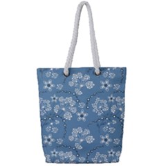 Folk Flowers Art Pattern  Full Print Rope Handle Tote (small) by Eskimos
