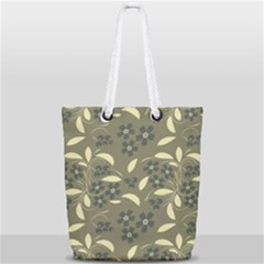 Folk Flowers Art Pattern  Full Print Rope Handle Tote (small) by Eskimos