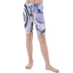 Landslide Baby Blue Kids  Mid Length Swim Shorts by MRNStudios