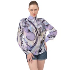 Landslide Baby Blue High Neck Long Sleeve Chiffon Top by MRNStudios