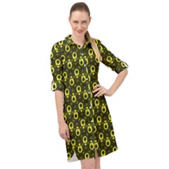 Avocados Long Sleeve Mini Shirt Dress by Sparkle