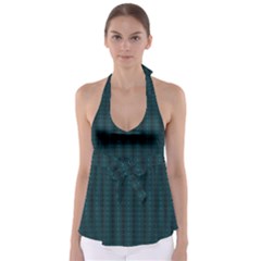 Teal Stripes Babydoll Tankini Top by JustJoArt