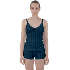 Teal Stripes Tie Front Two Piece Tankini by JustJoArt