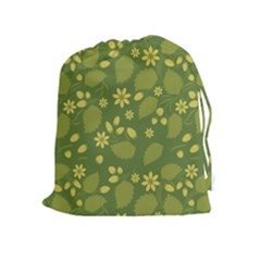 Folk Flowers Pattern Floral Surface Design  Drawstring Pouch (xl) by Eskimos