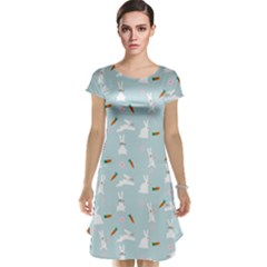 Funny And Funny Hares  And Rabbits In The Meadow Cap Sleeve Nightdress by SychEva
