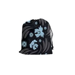 Folk Flowers Pattern Drawstring Pouch (small) by Eskimos