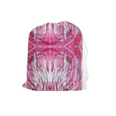 Magenta Symmetry Iv Drawstring Pouch (large) by kaleidomarblingart