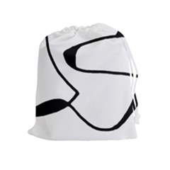 Black And White Abstract Linear Decorative Art Drawstring Pouch (xl) by dflcprintsclothing