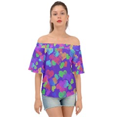 Hearts Galore Off Shoulder Short Sleeve Top by whatiseebydawne