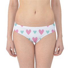 Pink Hearts One White Background Hipster Bikini Bottoms by AnkouArts