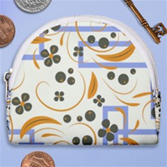 Folk Flowers Pattern Floral Surface Design Horseshoe Style Canvas Pouch by Eskimos