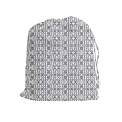 Modern Tribal Black And White Ornate Stripes Drawstring Pouch (xl) by dflcprintsclothing