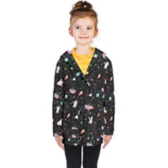 Funny Astronauts, Rockets And Rainbow Space Kids  Double Breasted Button Coat by SychEva