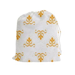 White With Orange Fdl Drawstring Pouch (xl) by SomethingForEveryone