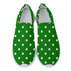 1950 Green White Dots Women s Slip On Sneakers by SomethingForEveryone