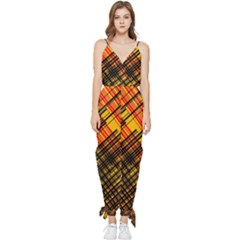 Root Humanity Orange Yellow And Black Sleeveless Tie Ankle Jumpsuit by WetdryvacsLair