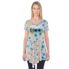 Flower Bomb 2 Short Sleeve Tunic  by PatternFactory