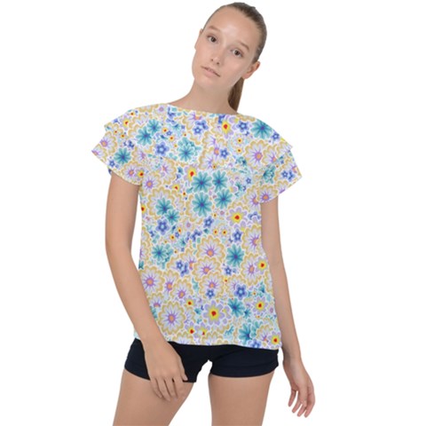 Flower Bomb 2 Ruffle Collar Chiffon Blouse by PatternFactory