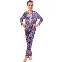 Flower Bomb 3 Kid s Satin Long Sleeve Pajamas Set by PatternFactory