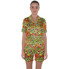 Flower Bomb 8 Satin Short Sleeve Pajamas Set by PatternFactory
