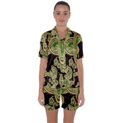 Concentric Circles B Satin Short Sleeve Pajamas Set by PatternFactory