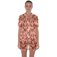 Great Vintage Pattern F Satin Short Sleeve Pajamas Set by PatternFactory