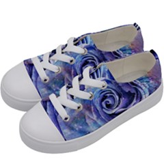 Watercolor-rose-flower-romantic Kids  Low Top Canvas Sneakers by Sapixe