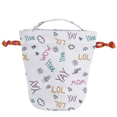 Doodle Pattern Drawstring Bucket Bag by Sapixe