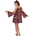 Colorfull Hearts On Choclate Kimono Sleeves Boho Dress View2