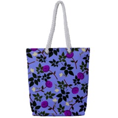 Purple Flower On Lilac Full Print Rope Handle Tote (small) by Daria3107